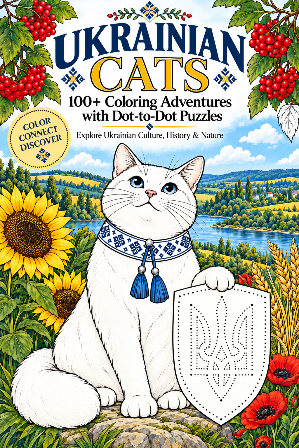 UKRAINIAN CATS — 100+ Coloring Adventures with Dot-to-Dot Puzzles book cover